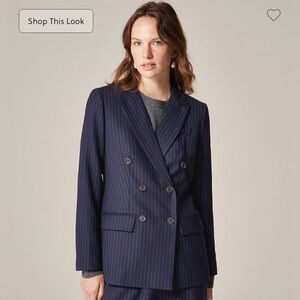 J. Crew Women's Navy Pinstripe Blazer